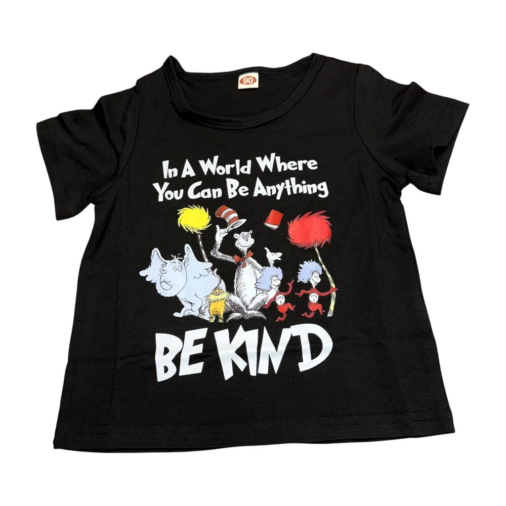 Dr Seuss Be Kind Toddler Black Graphic Tee Size 2T 3T